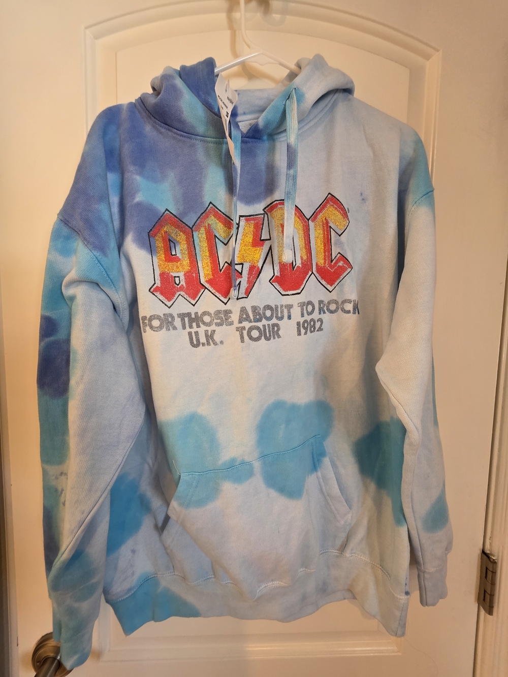 AC/DC Tie-Dye Light Blue Graphic Hoodie